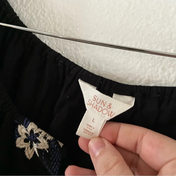 Sun Shadow Embroidered Blouse Boho Chic Festival Large Bohemian Floral Tie Neck - Picture 4 of 7